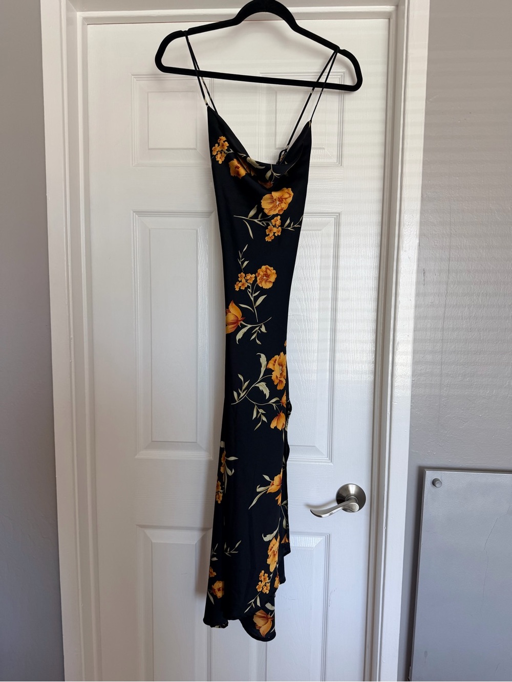 Astr Black Slip Maxi Dress with Yellow Floral Print
